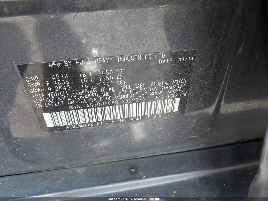 4S3BNAC68F3022075 2015 SUBARU LEGACY photo no. 9