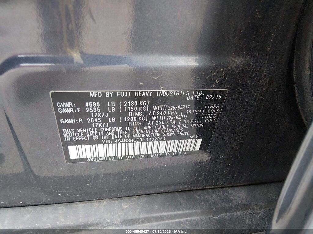 4S4BSBCC3F3302051 2015 SUBARU OUTBACK photo no. 9