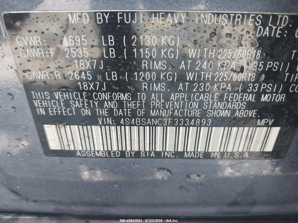 4S4BSANC3F3334893 2015 SUBARU OUTBACK photo no. 9