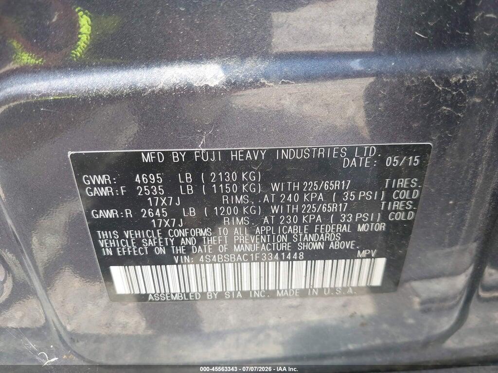 4S4BSBAC1F3341448 2015 SUBARU OUTBACK photo no. 9