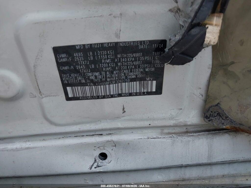 4S4BSBFC9F3262750 2015 SUBARU OUTBACK photo no. 9
