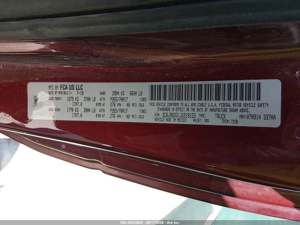 3C6JR6DG1JG318153 2018 RAM 1500 photo no. 9
