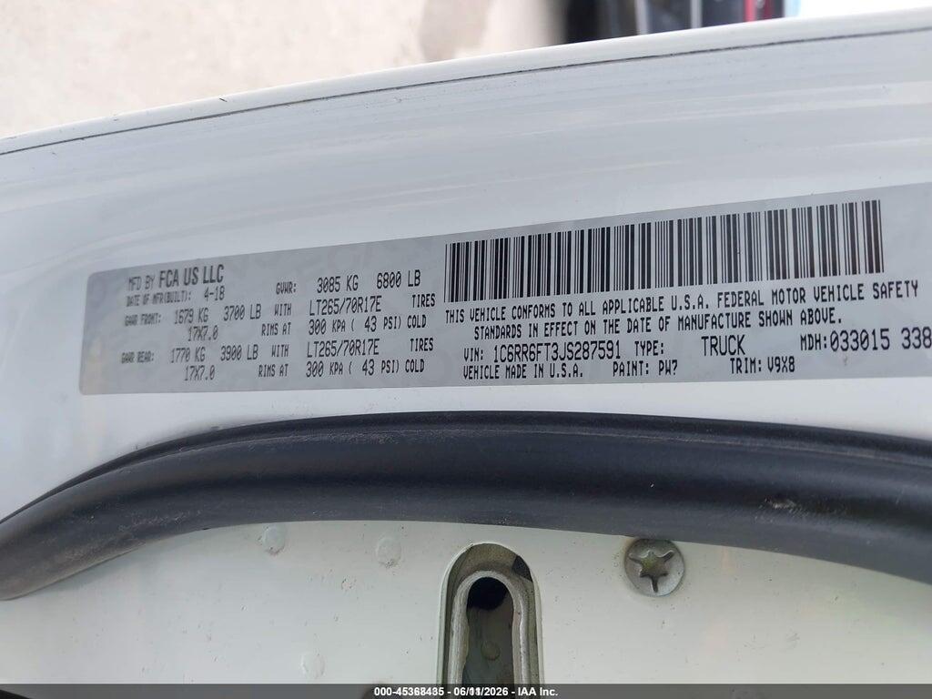 1C6RR6FT3JS287591 2018 RAM 1500 photo no. 9