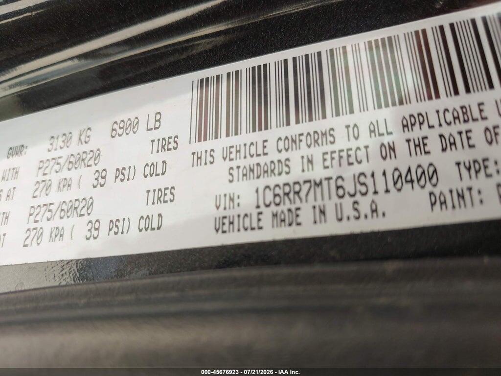1C6RR7MT6JS110400 2018 RAM 1500 photo no. 9