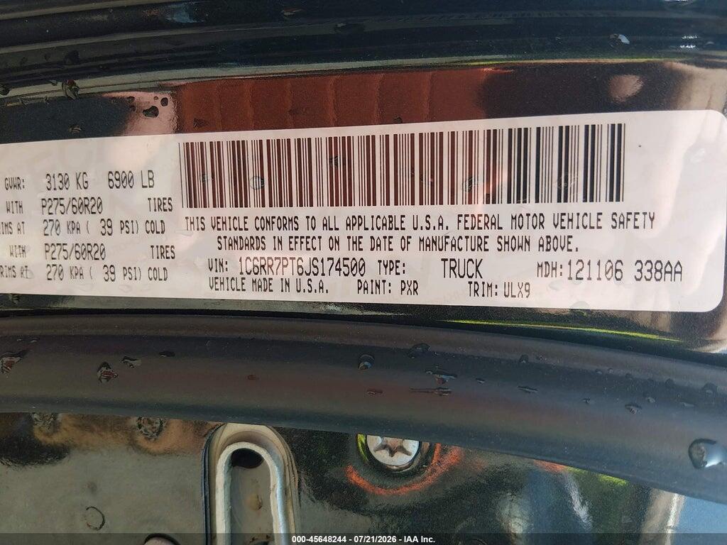 1C6RR7PT6JS174500 2018 RAM 1500 photo no. 9
