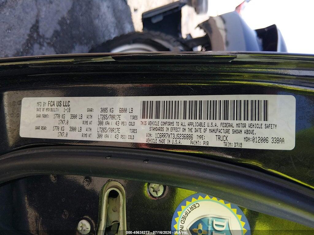 1C6RR7XT3JS236886 2018 RAM 1500 photo no. 9