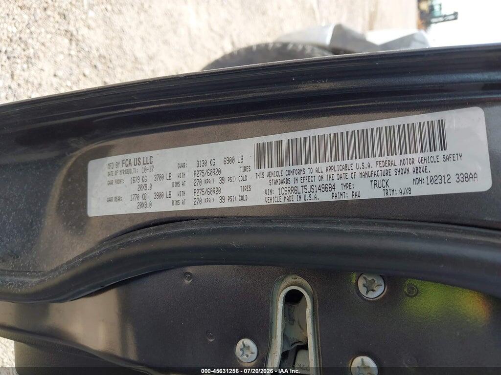 1C6RR6LT5JS149684 2018 RAM 1500 photo no. 9