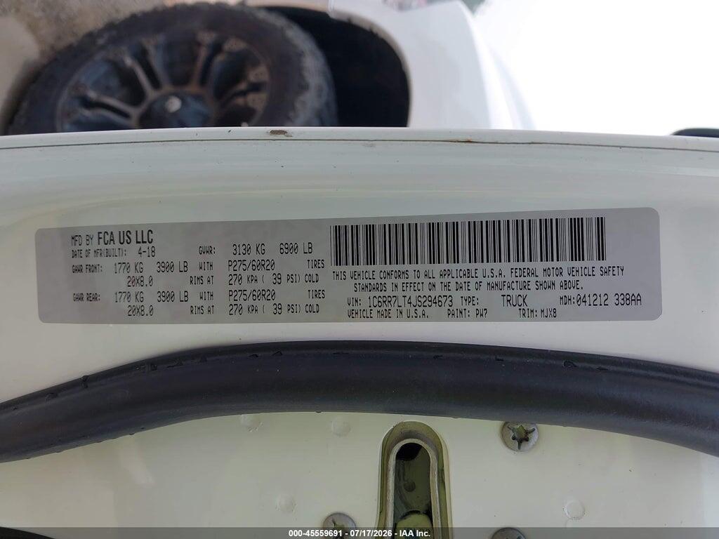 1C6RR7LT4JS294673 2018 RAM 1500 photo no. 9