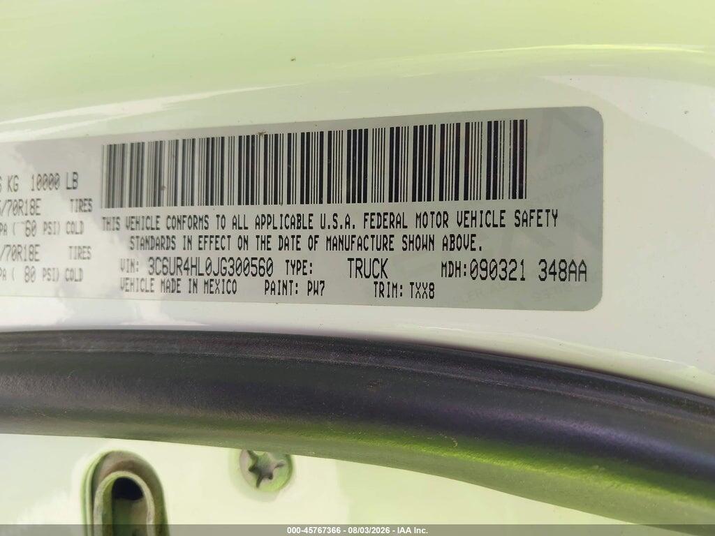 3C6UR4HL0JG300560 2018 RAM 2500 photo no. 9