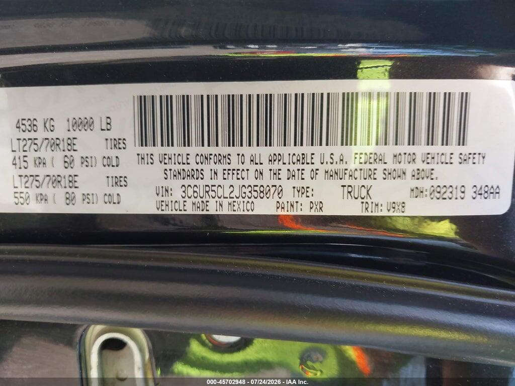 3C6UR5CL2JG358070 2018 RAM 2500 photo no. 9