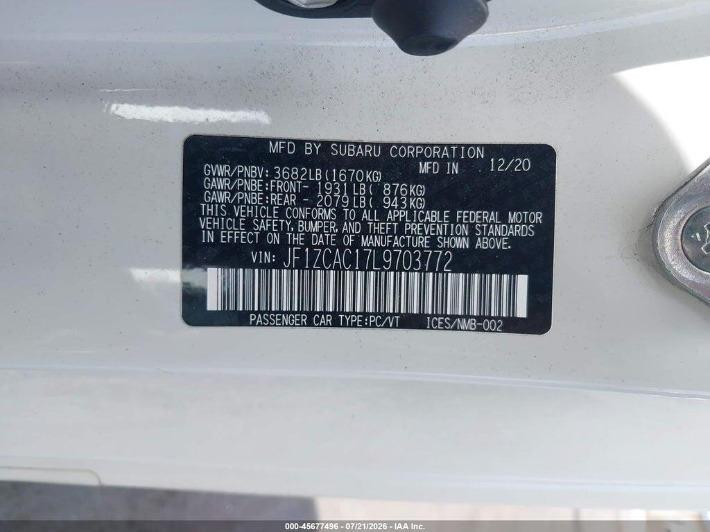 JF1ZCAC17L9703772 2020 SUBARU BRZ photo no. 9
