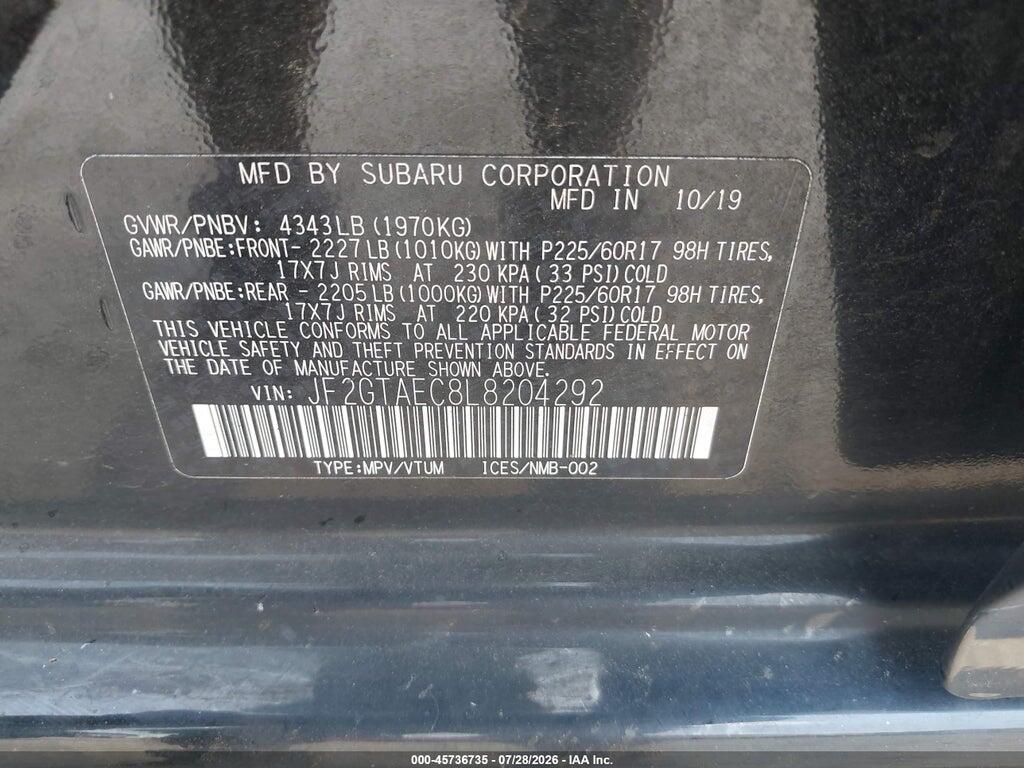 JF2GTAEC8L8204292 2020 SUBARU CROSSTREK photo no. 9