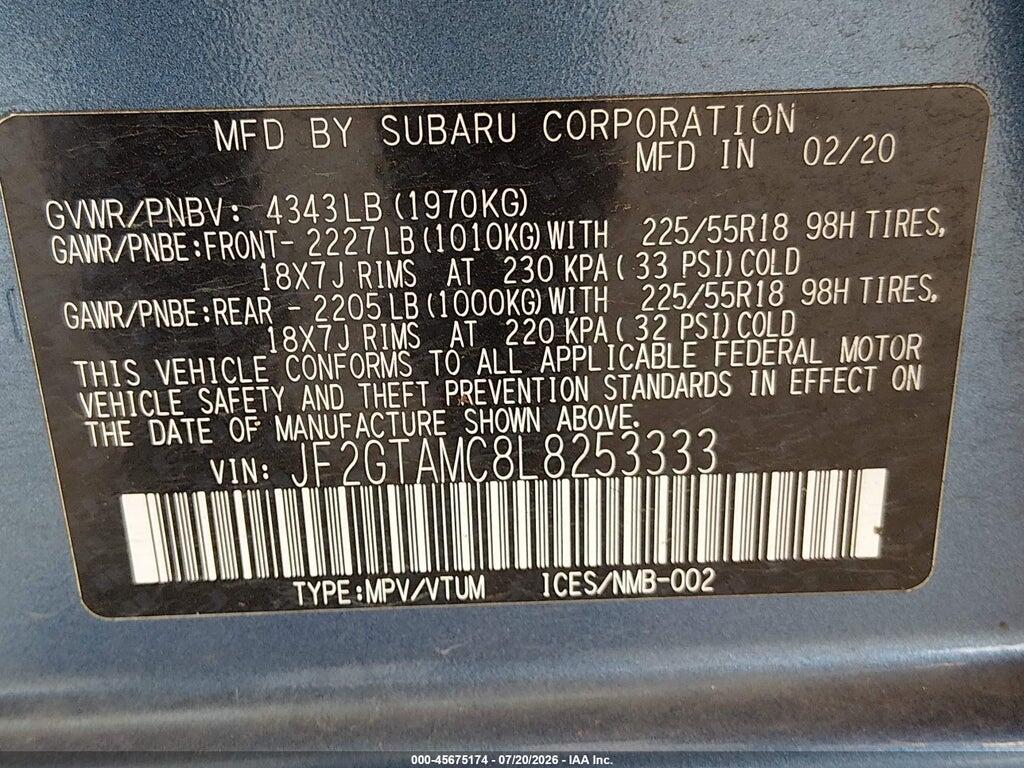 JF2GTAMC8L8253333 2020 SUBARU CROSSTREK photo no. 9