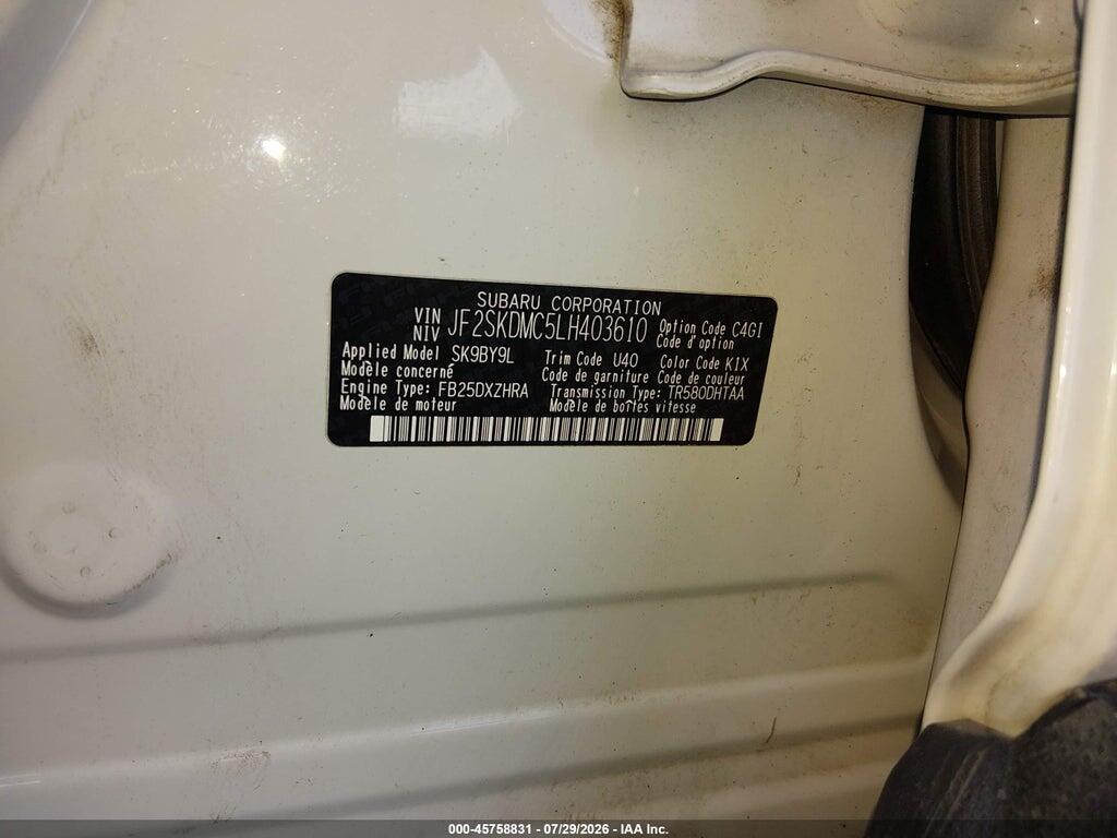 JF2SKDMC5LH403610 2020 SUBARU FORESTER photo no. 9