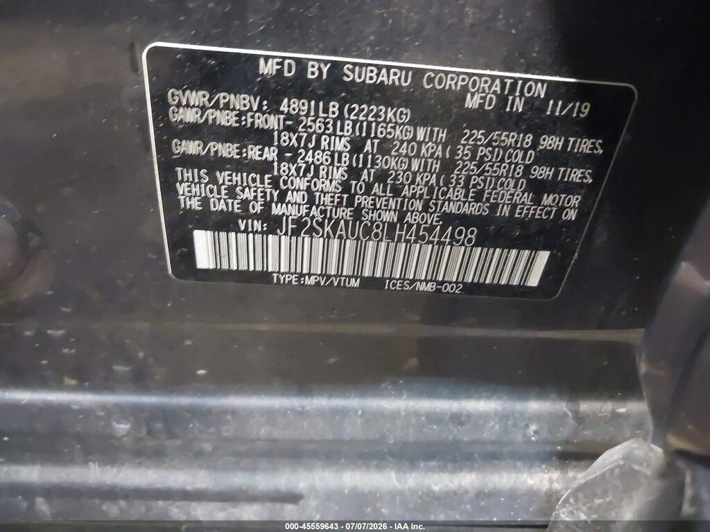 JF2SKAUC8LH454498 2020 SUBARU FORESTER photo no. 9