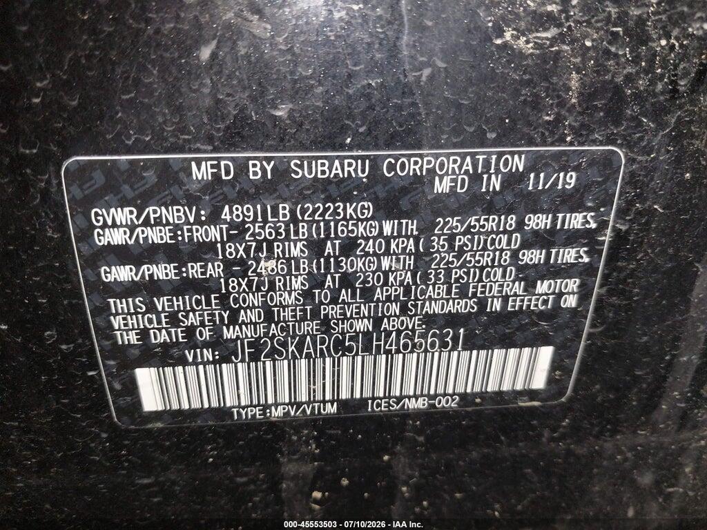 JF2SKARC5LH465631 2020 SUBARU FORESTER photo no. 9