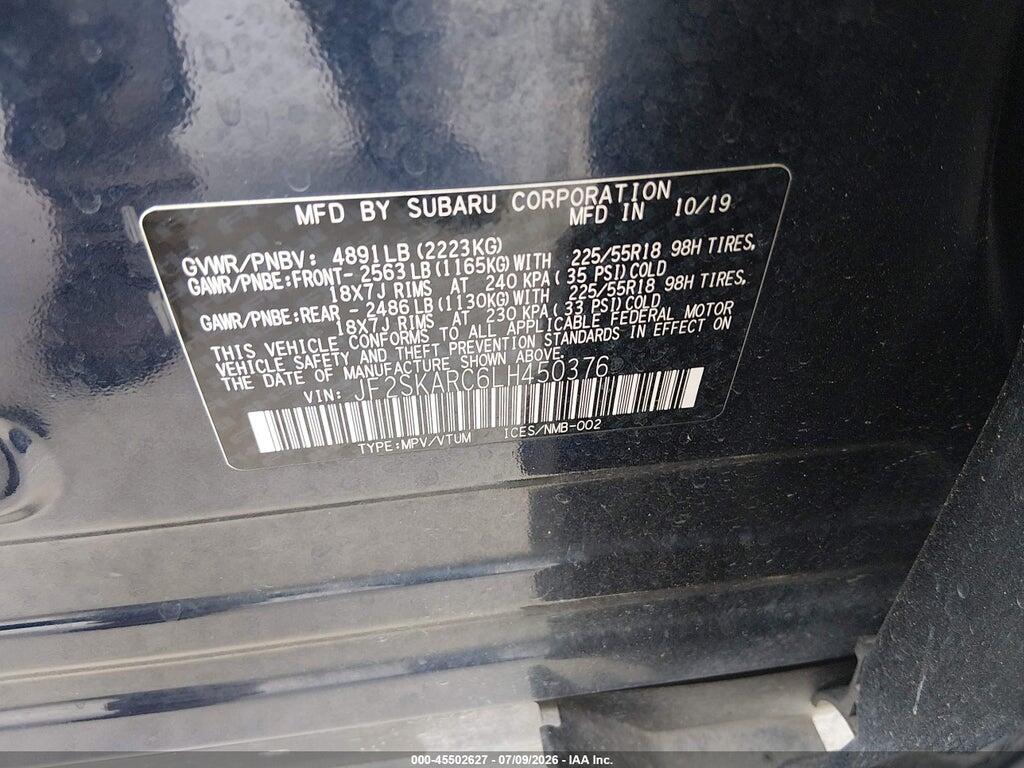 JF2SKARC6LH450376 2020 SUBARU FORESTER photo no. 9