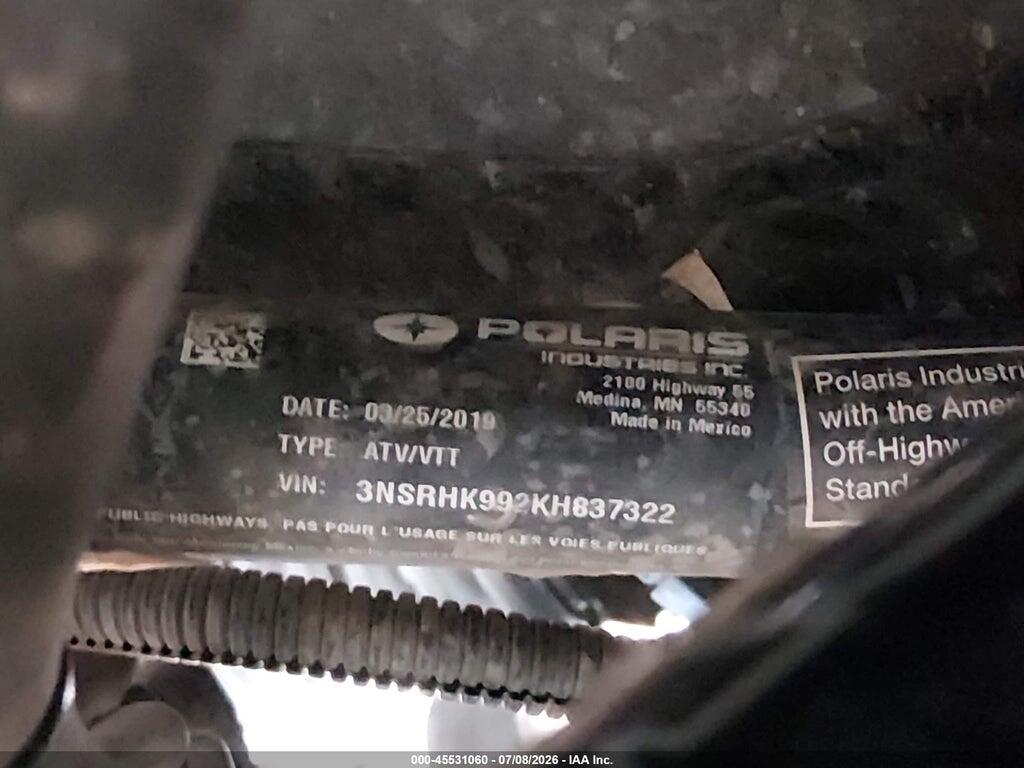 3NSRHK992KH837322 2019 POLARIS GENERAL photo no. 10
