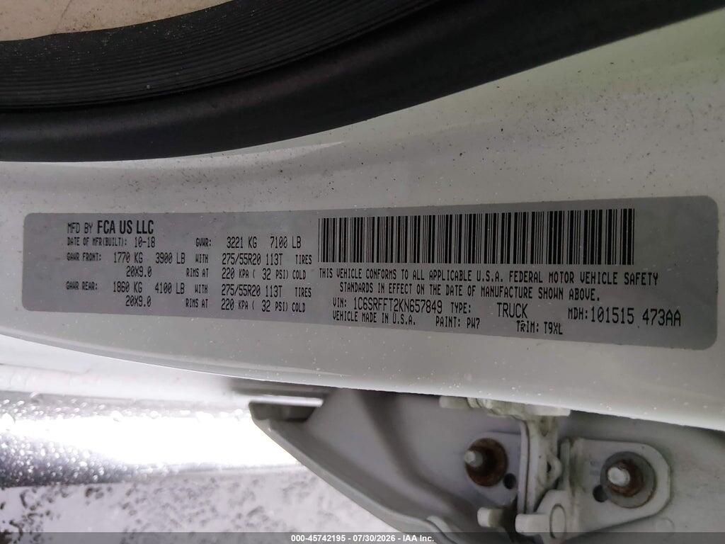 1C6SRFFT2KN657849 2019 RAM 1500 photo no. 9