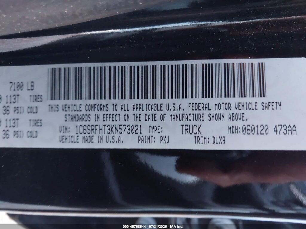 1C6SRFHT3KN573021 2019 RAM 1500 photo no. 9