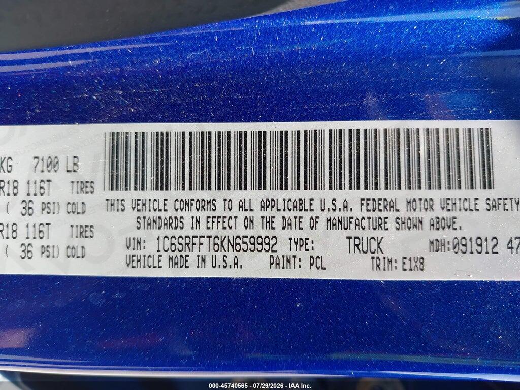 1C6SRFFT6KN659992 2019 RAM 1500 photo no. 9