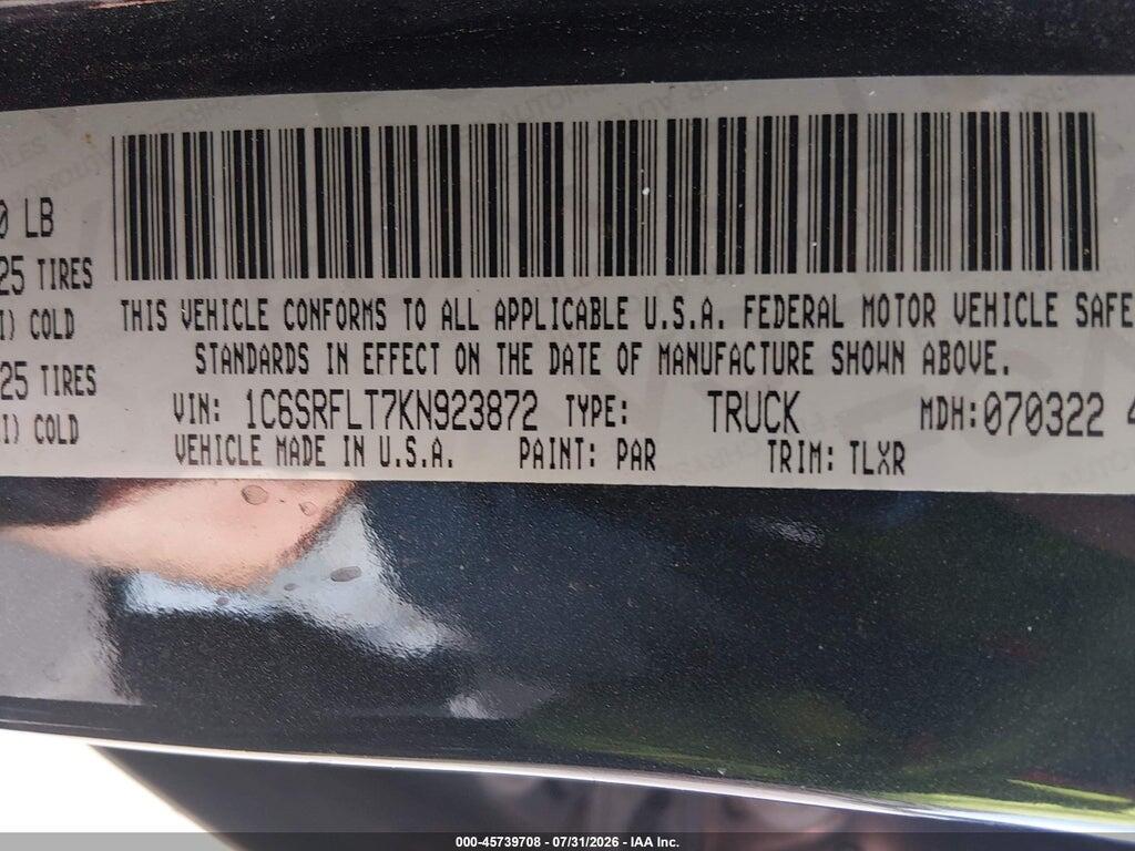 1C6SRFLT7KN923872 2019 RAM 1500 photo no. 9