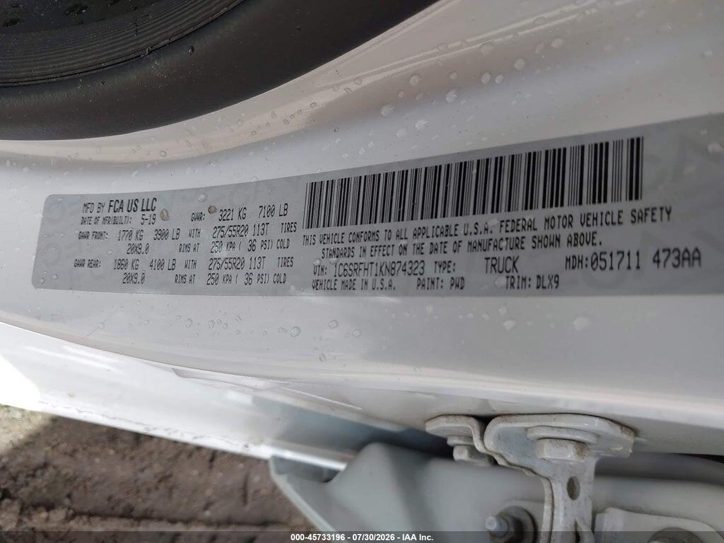 1C6SRFHT1KN874323 2019 RAM 1500 photo no. 9