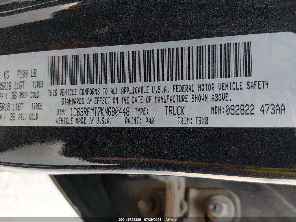 1C6SRFMT7KN680448 2019 RAM 1500 photo no. 8