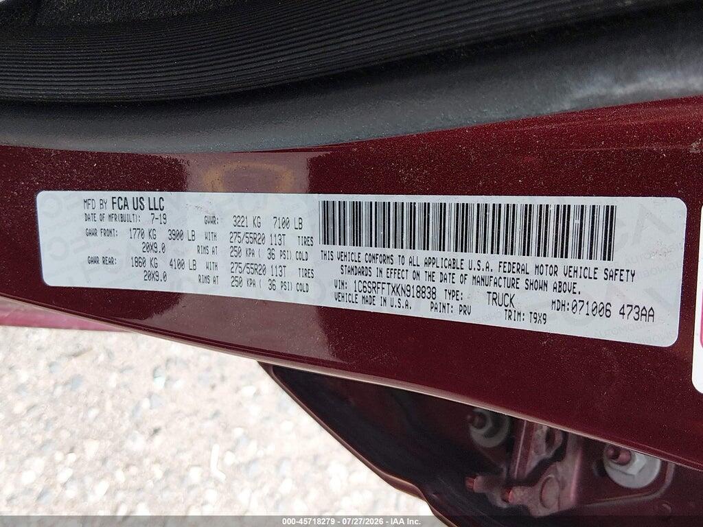 1C6SRFFTXKN918838 2019 RAM 1500 photo no. 9