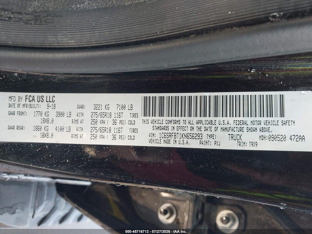 1C6SRFBT1KN656293 2019 RAM 1500 photo no. 9