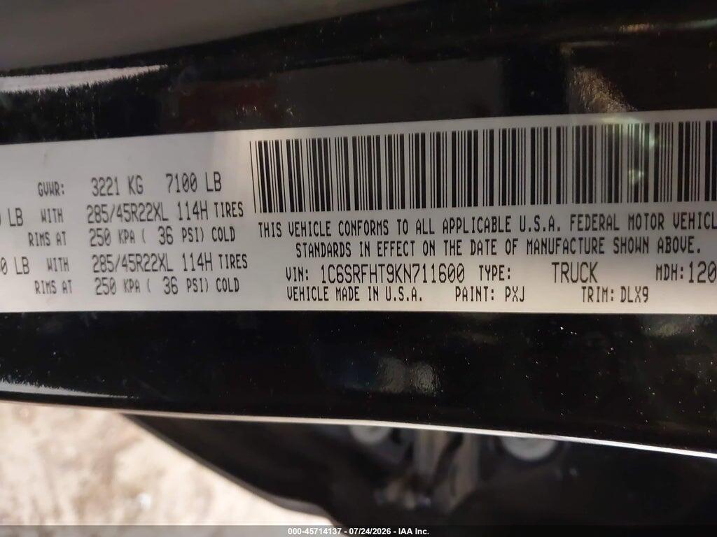 1C6SRFHT9KN711600 2019 RAM 1500 photo no. 9