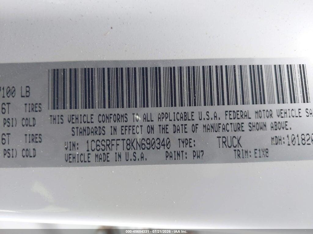 1C6SRFFT8KN690340 2019 RAM 1500 photo no. 9