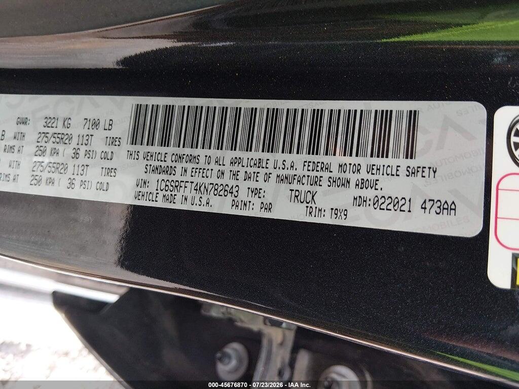 1C6SRFFT4KN782643 2019 RAM 1500 photo no. 9