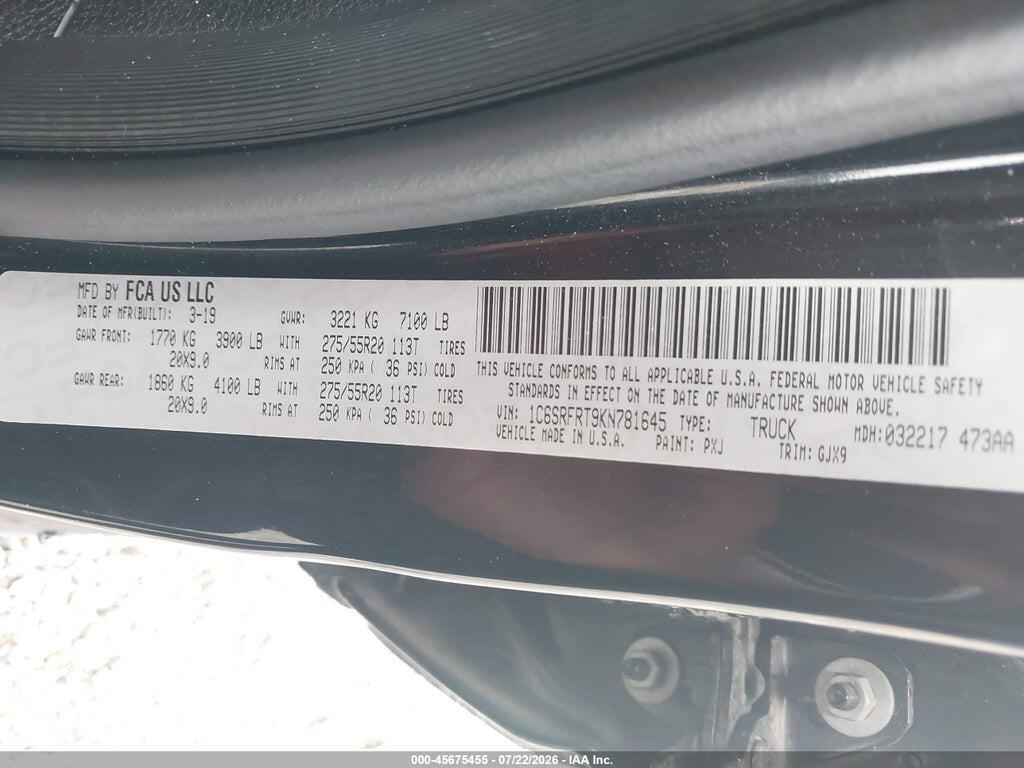 1C6SRFRT9KN781645 2019 RAM 1500 photo no. 9