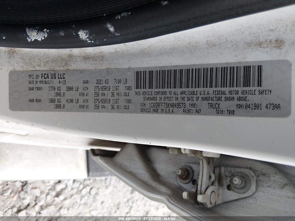 1C6SRFFT5KN849573 2019 RAM 1500 photo no. 9