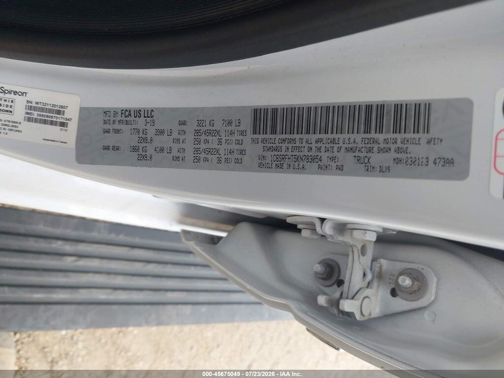 1C6SRFHT5KN783054 2019 RAM 1500 photo no. 9