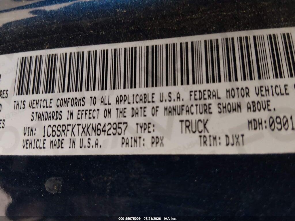 1C6SRFKTXKN642957 2019 RAM 1500 photo no. 9