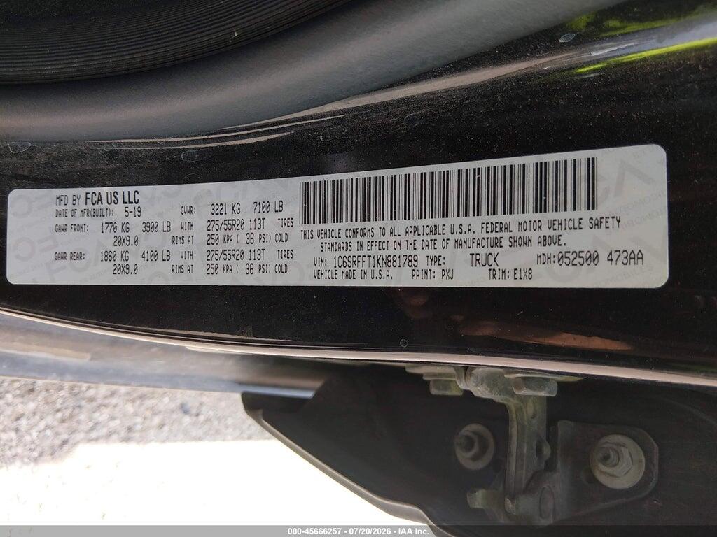 1C6SRFFT1KN881789 2019 RAM 1500 photo no. 9