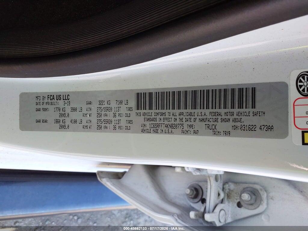 1C6SRFFT4KN820775 2019 RAM 1500 photo no. 9