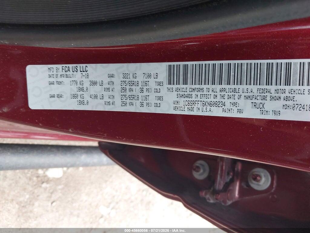 1C6SRFFT6KN608234 2019 RAM 1500 photo no. 9