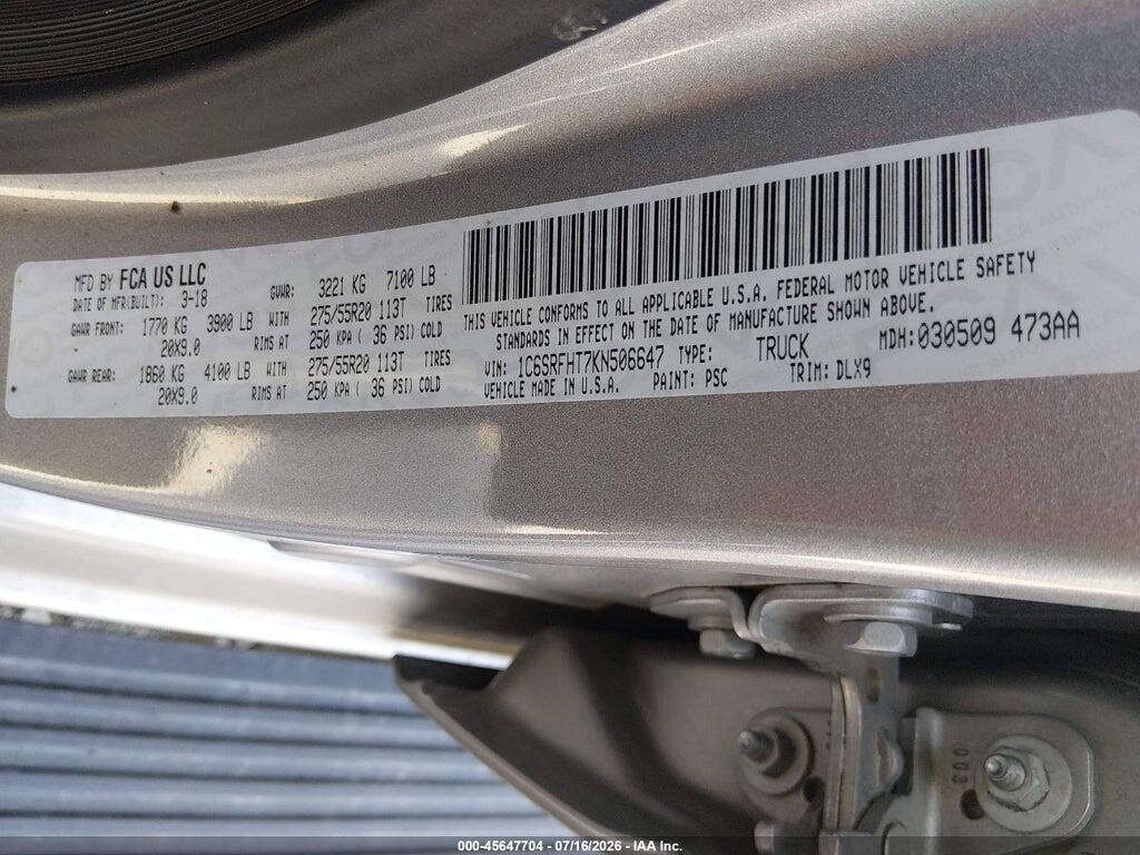 1C6SRFHT7KN506647 2019 RAM 1500 photo no. 9