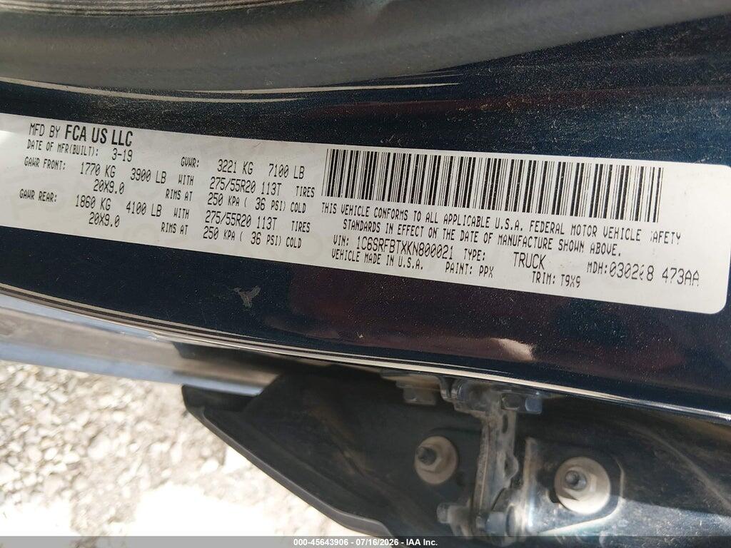 1C6SRFBTXKN800021 2019 RAM 1500 photo no. 9