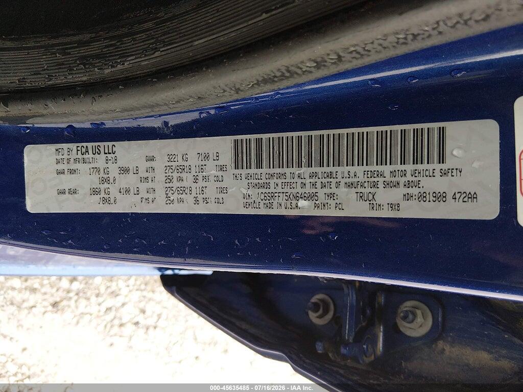 1C6SRFFT5KN646005 2019 RAM 1500 photo no. 9