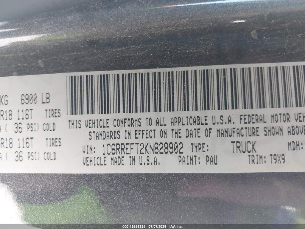1C6RREFT2KN828902 2019 RAM 1500 photo no. 9