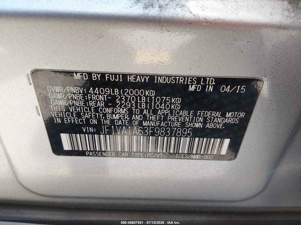 JF1VA1A63F9837895 2015 SUBARU WRX photo no. 9