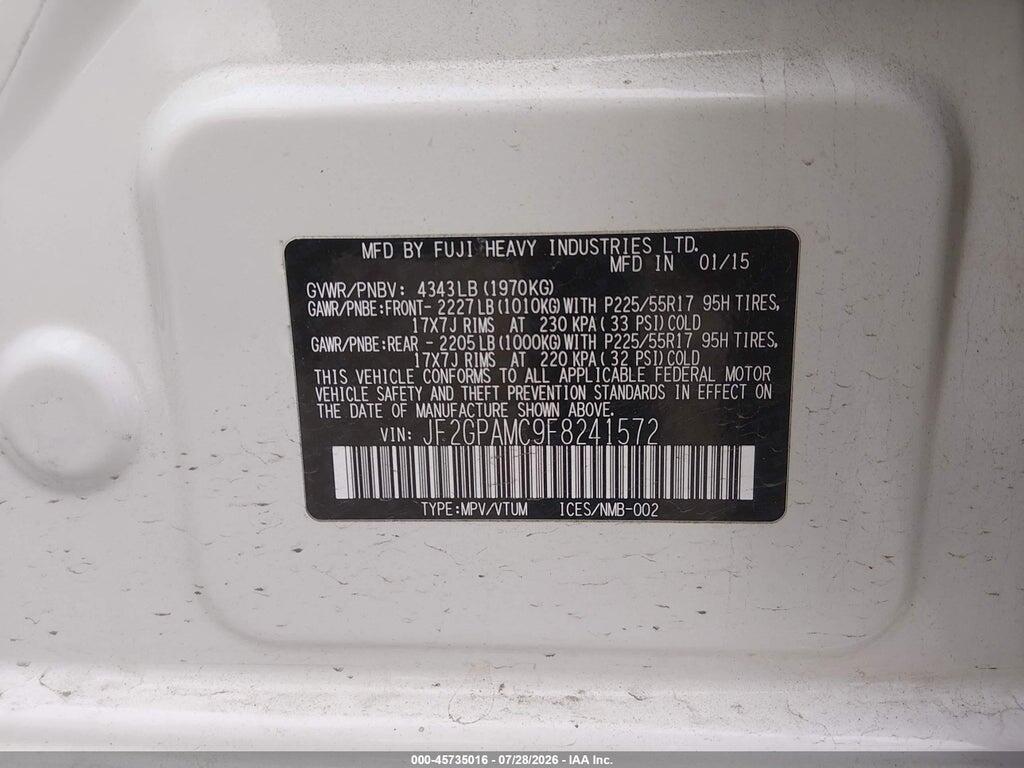 JF2GPAMC9F8241572 2015 SUBARU XV CROSSTREK photo no. 9