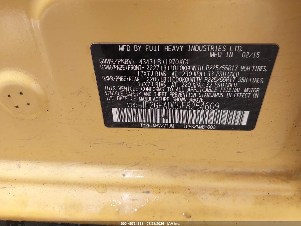 JF2GPADC5F8254609 2015 SUBARU XV CROSSTREK photo no. 9