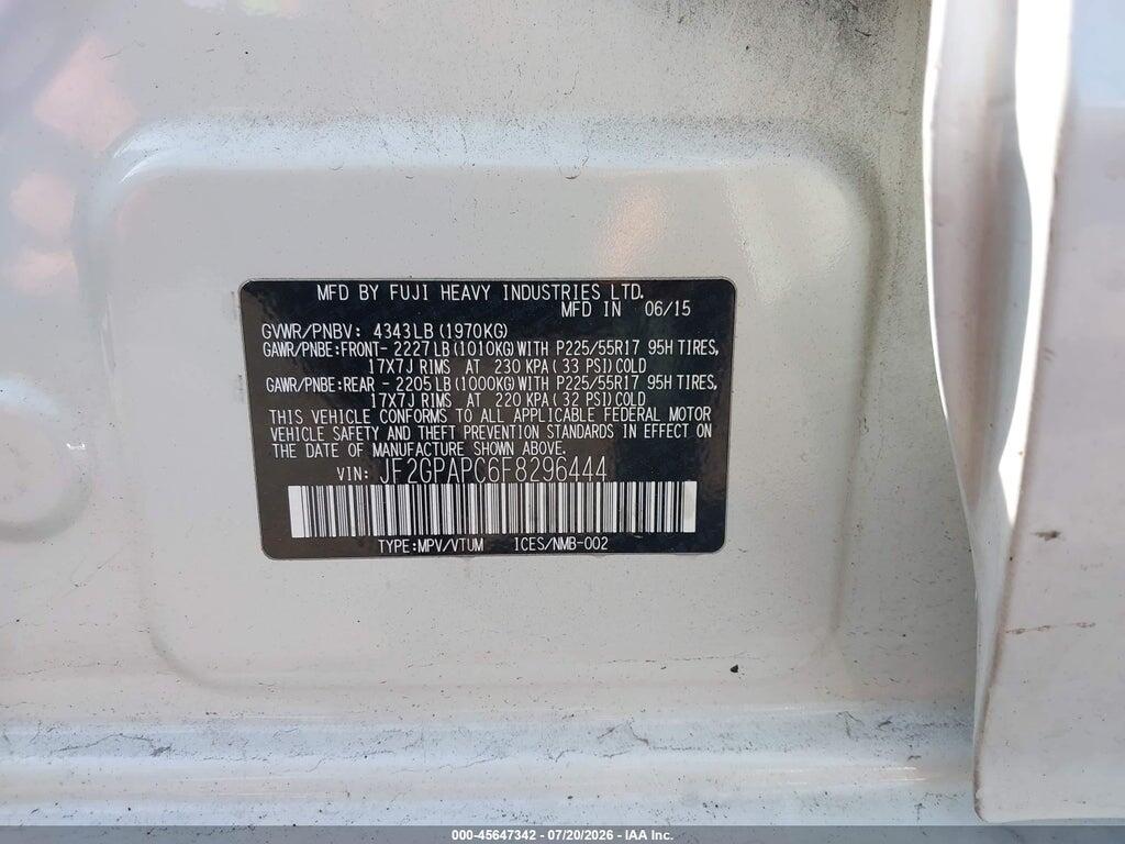JF2GPAPC6F8296444 2015 SUBARU XV CROSSTREK photo no. 9