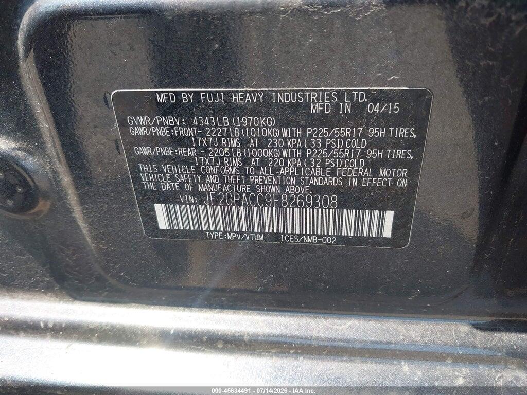JF2GPACC9F8269308 2015 SUBARU XV CROSSTREK photo no. 9