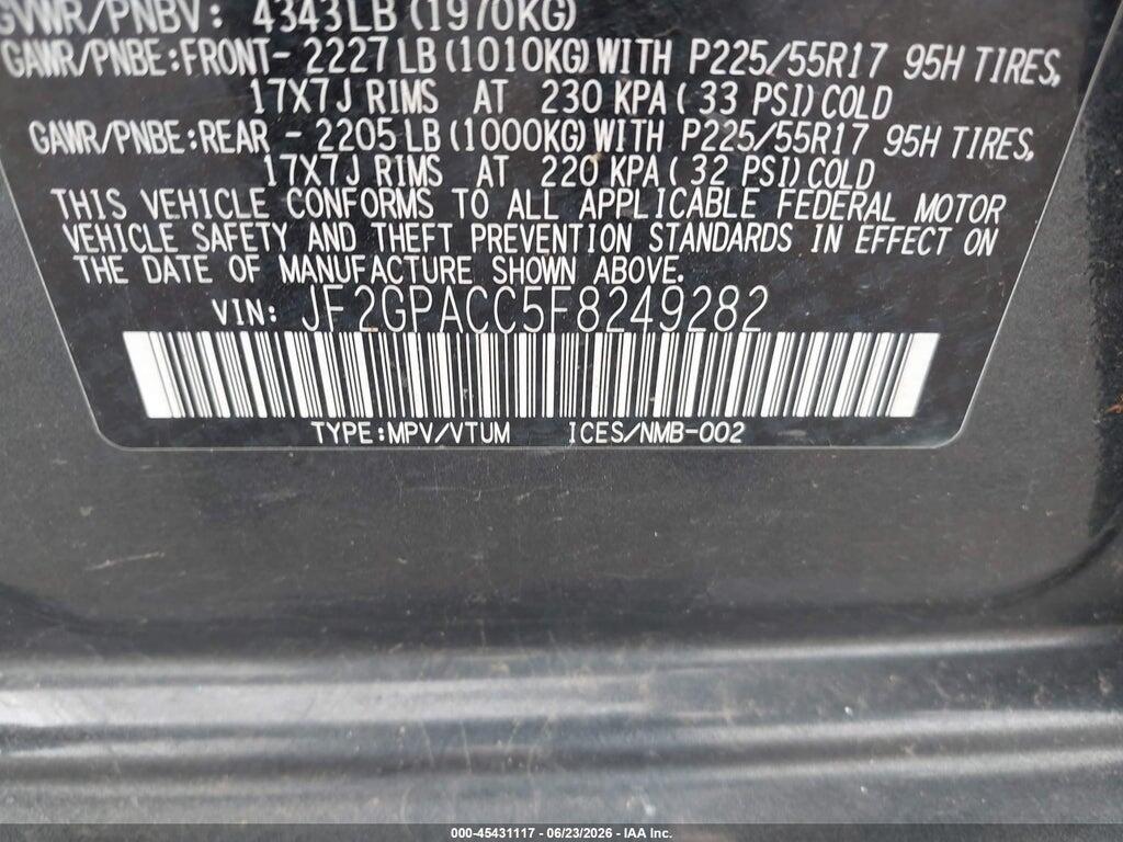 JF2GPACC5F8249282 2015 SUBARU XV CROSSTREK photo no. 9